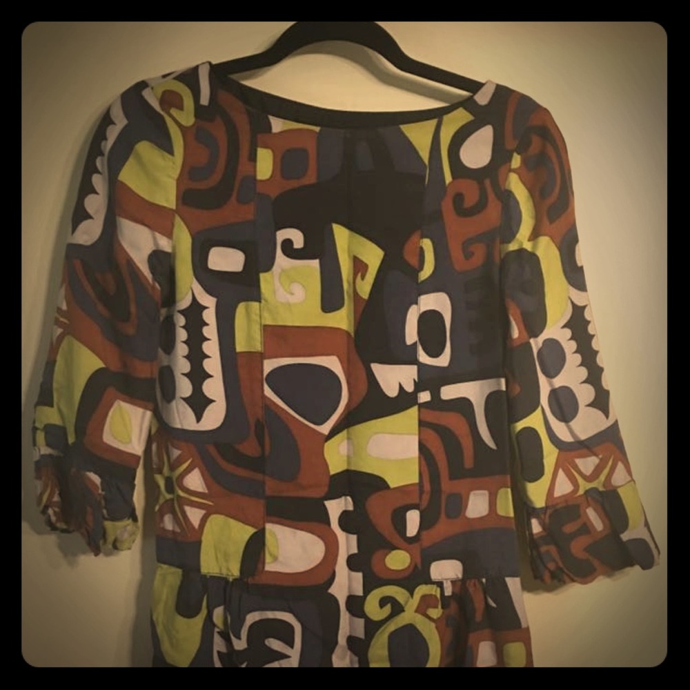 Tibi 3/4 sleeve geometric print dress