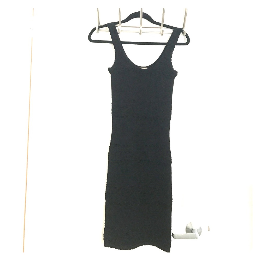 TORN BY RONNY KOBO KNITTED BLACK MIDI DRESS SMALL