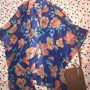 Blue and orange Floral Kimono