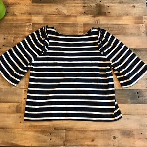 Banana Republic Navy and White Striped Top