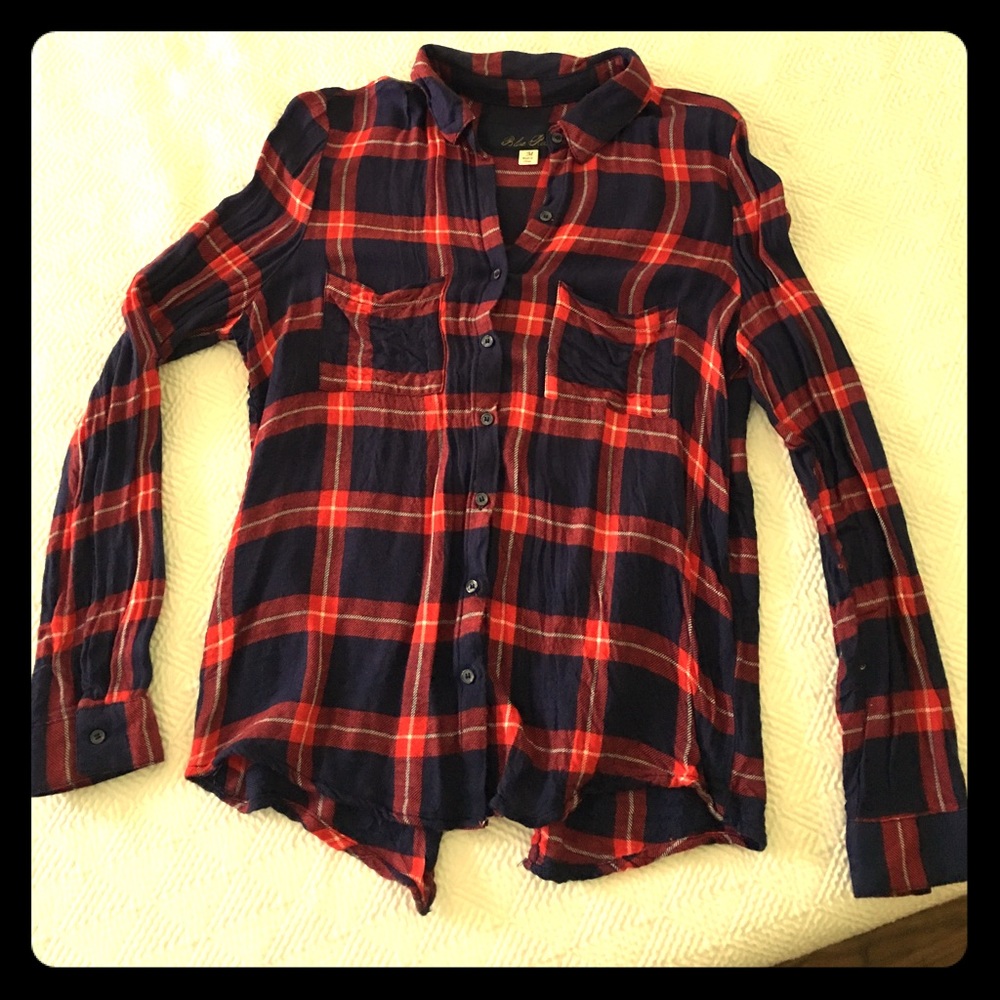 Plaid open back shirt