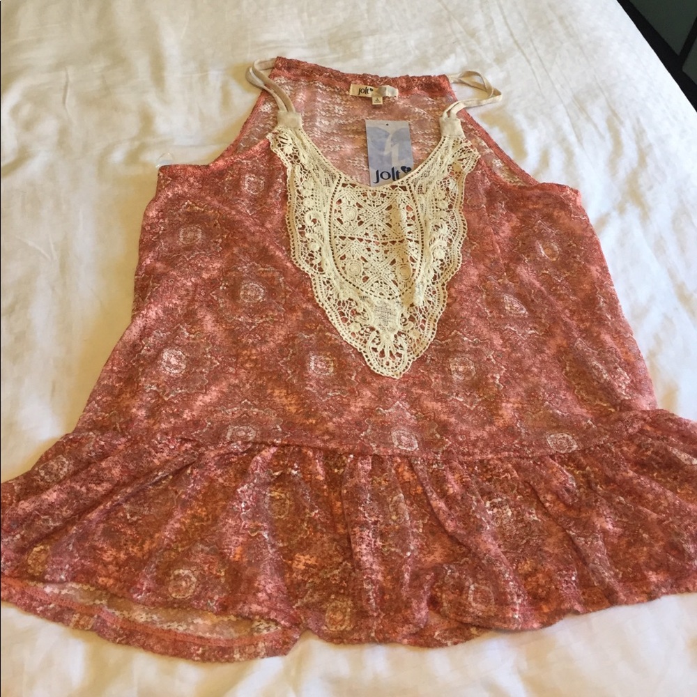 Semi sheer tank with embroidery