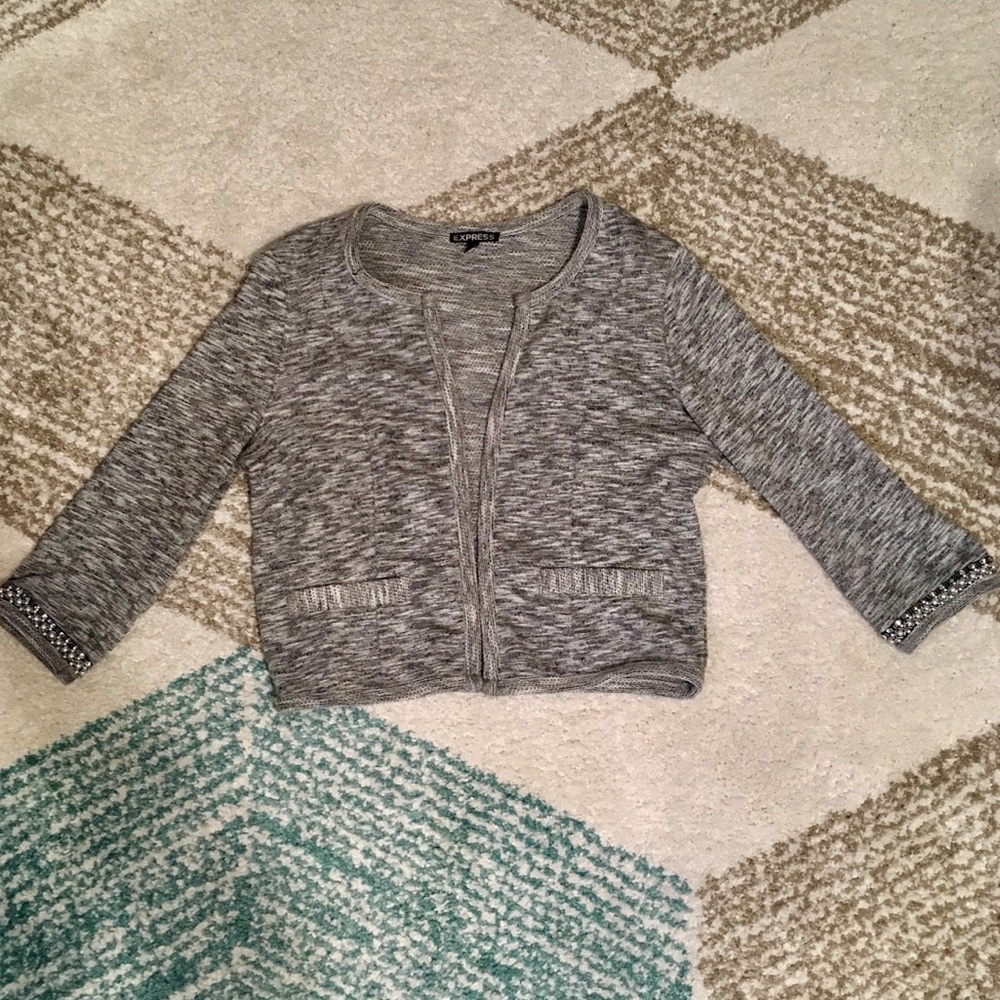 Express Gray Jeweled Sweater