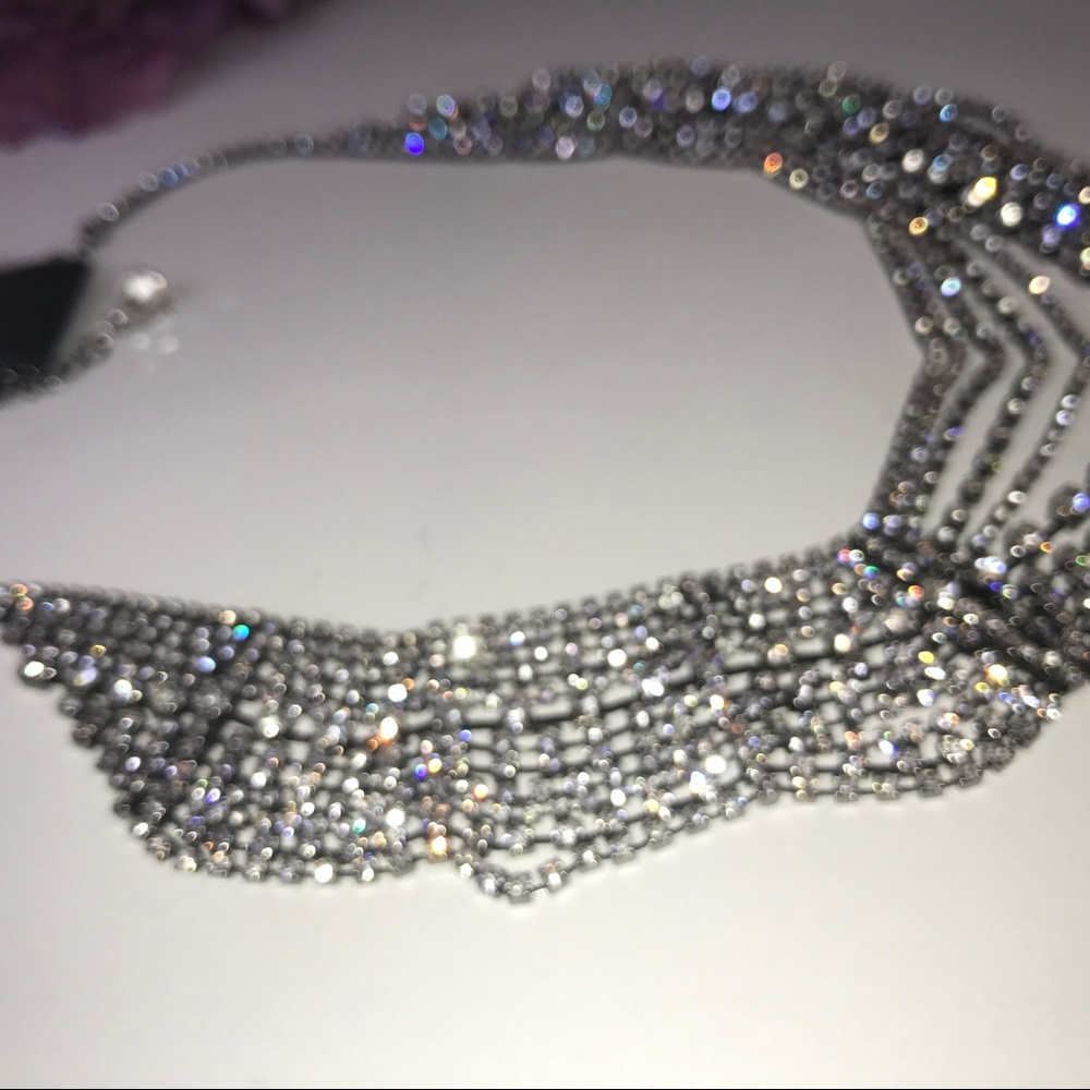 SALE Unique Statement Bridal Crystal Necklace - Picture 7 of 8