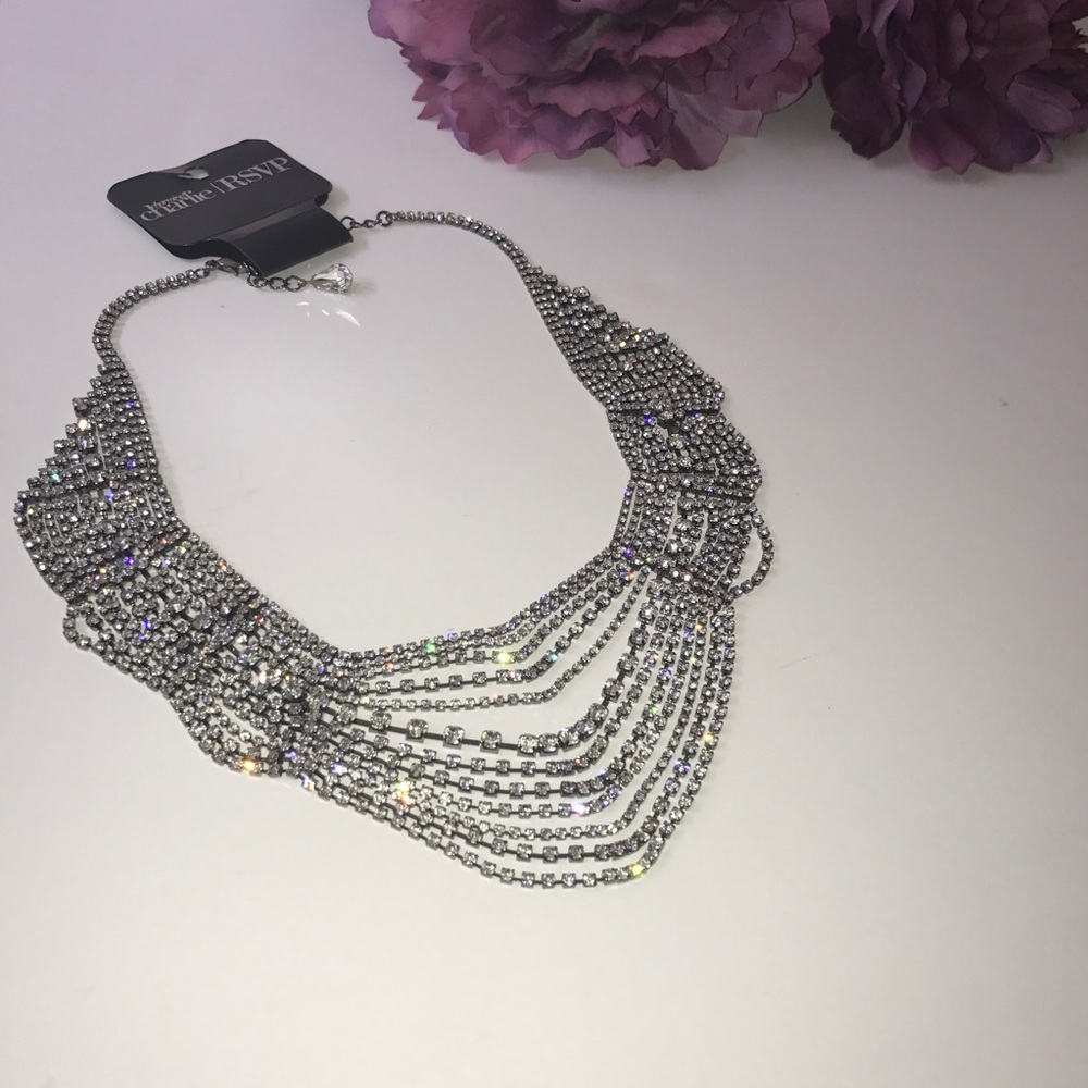 SALE Unique Statement Bridal Crystal Necklace - Picture 6 of 8