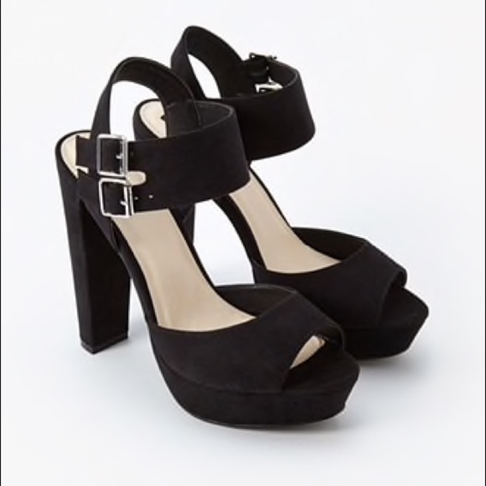 BLACK Platform Block Heel Sandals Forever 21