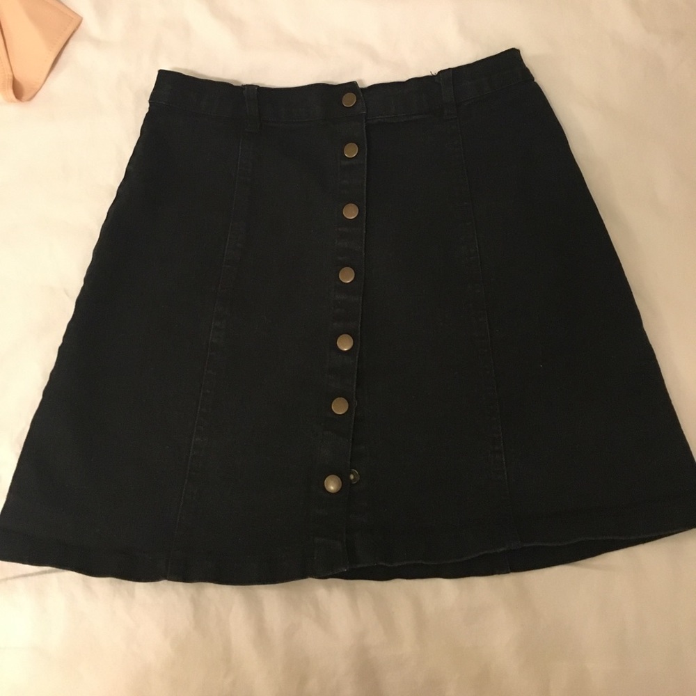 Black denim skirt