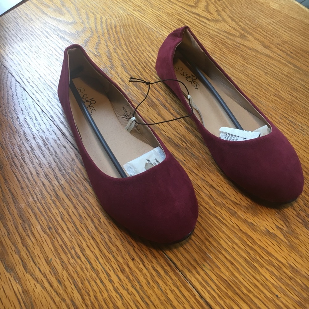 Wine Red Suede Flats
