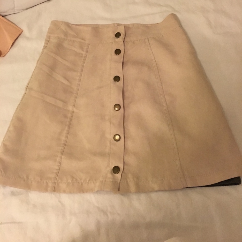 Suede button down skirt