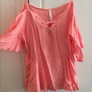 Coral peach off shoulder top