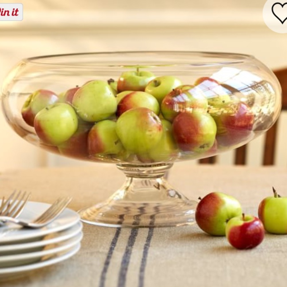 Pottery Barn Voluminous Clear Glass Footed Bowl