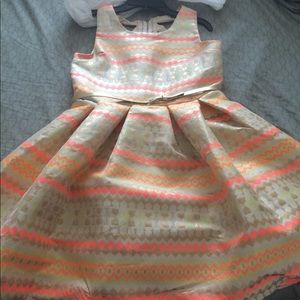 Girls size 14 Geometric Gold and Peach Dress