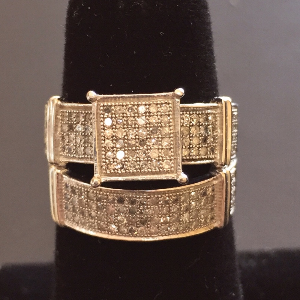 Diamond wedding ring set 10k white gold size 7
