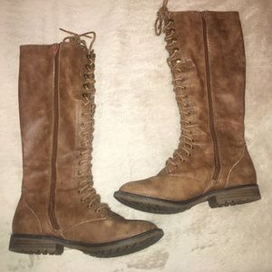 Knee high brown leather boots