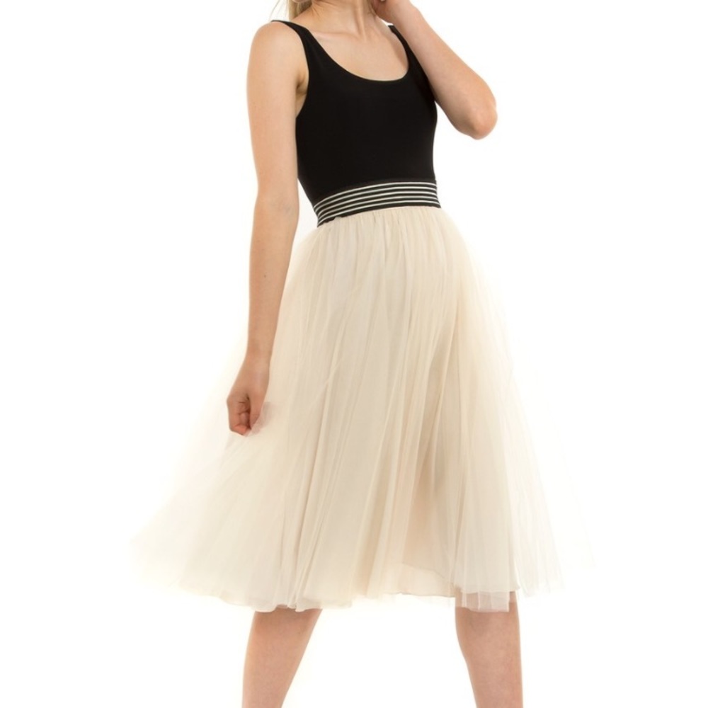 Teeze Me Sleeveless Tank Midi Dress - Black /Nude