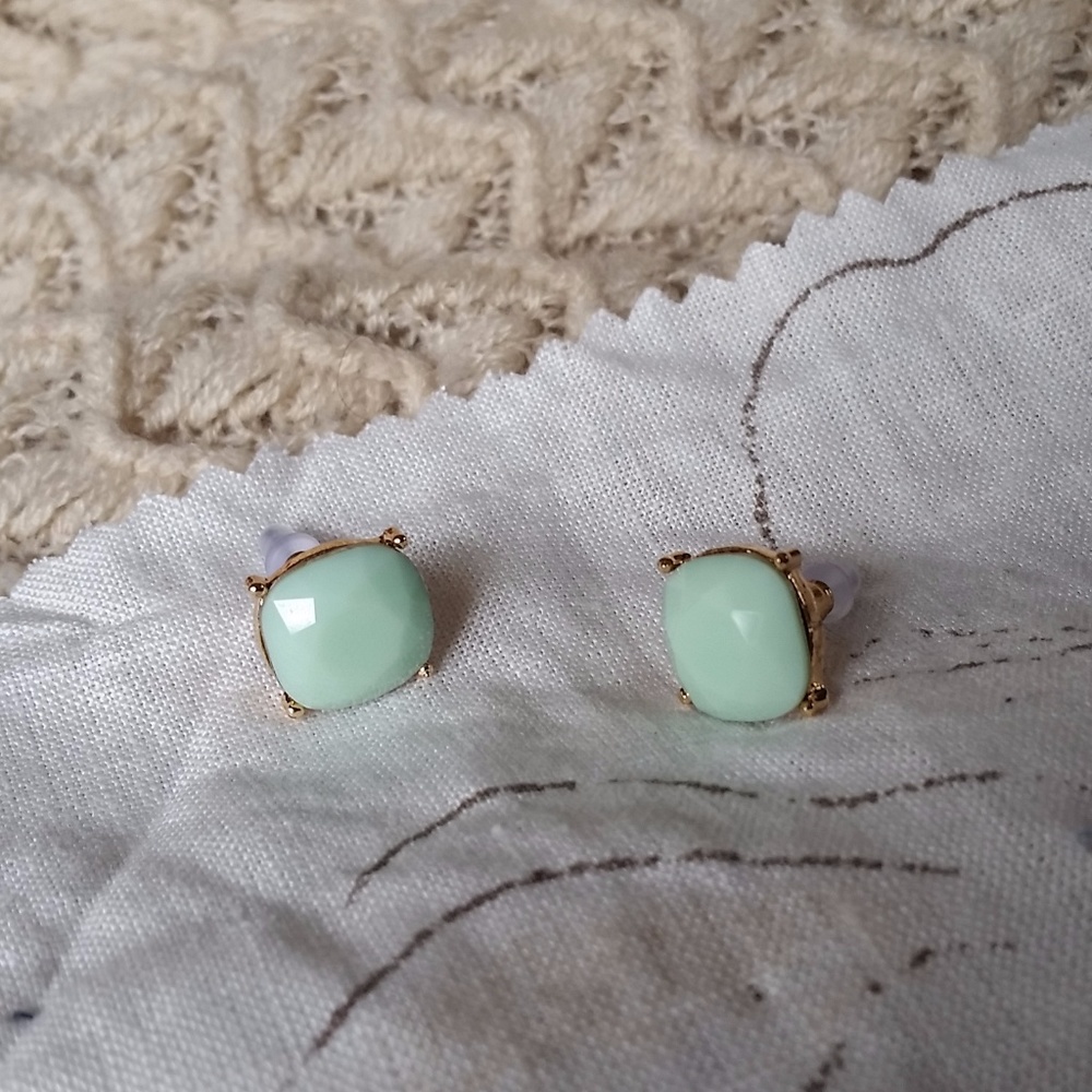 Large Opaque Light Green Jeweled Studs