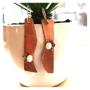 Geometric copper artist earrings