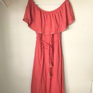 Billabong off shoulder maxi orange dress