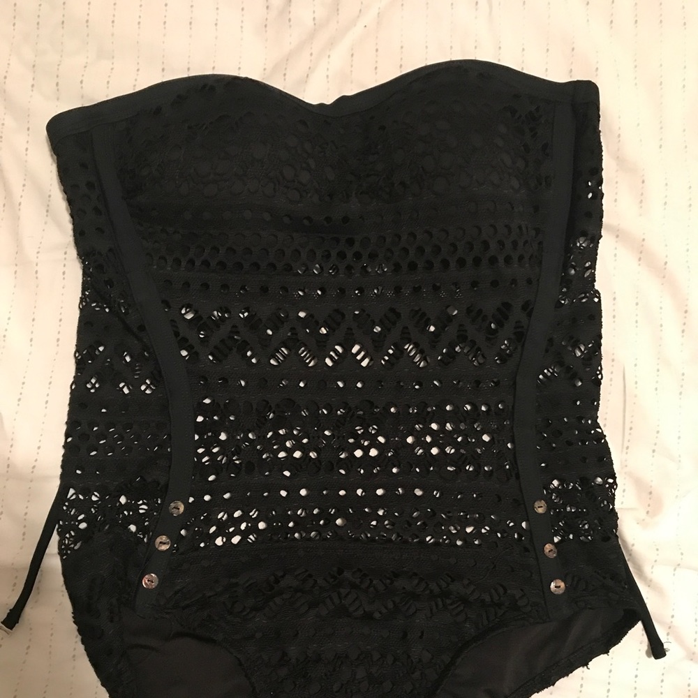 Black lace one piece swim suit size XL