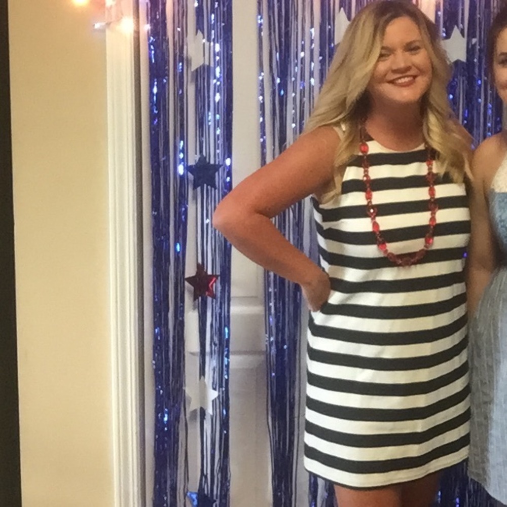 Navy and white stripe sheath dresss