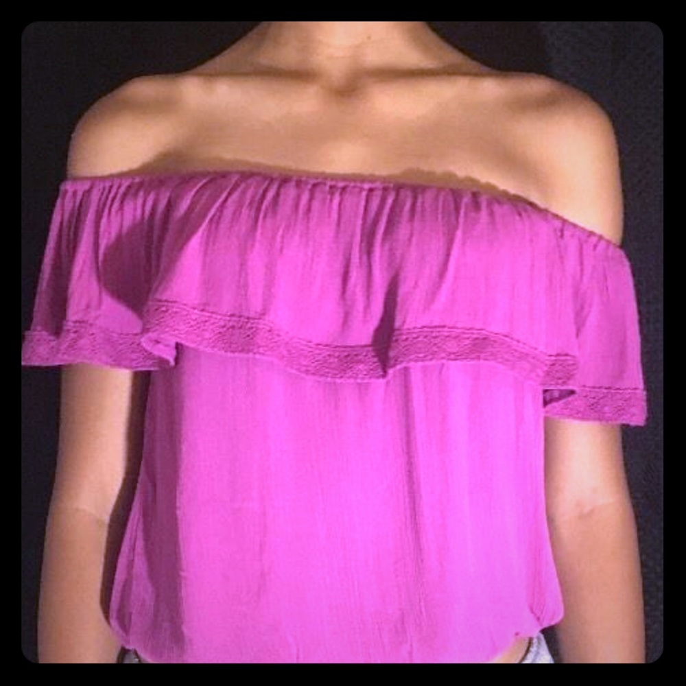 Off the shoulder fuscia colored top size XL