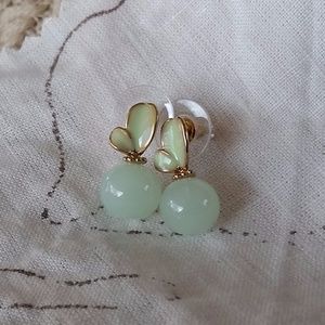 Jade and Gold Butterfly Earrings