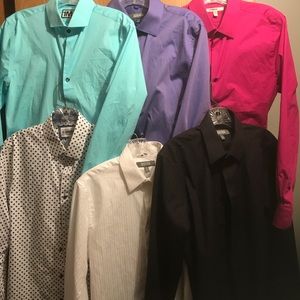 6 long sleeve button down men's shirts.