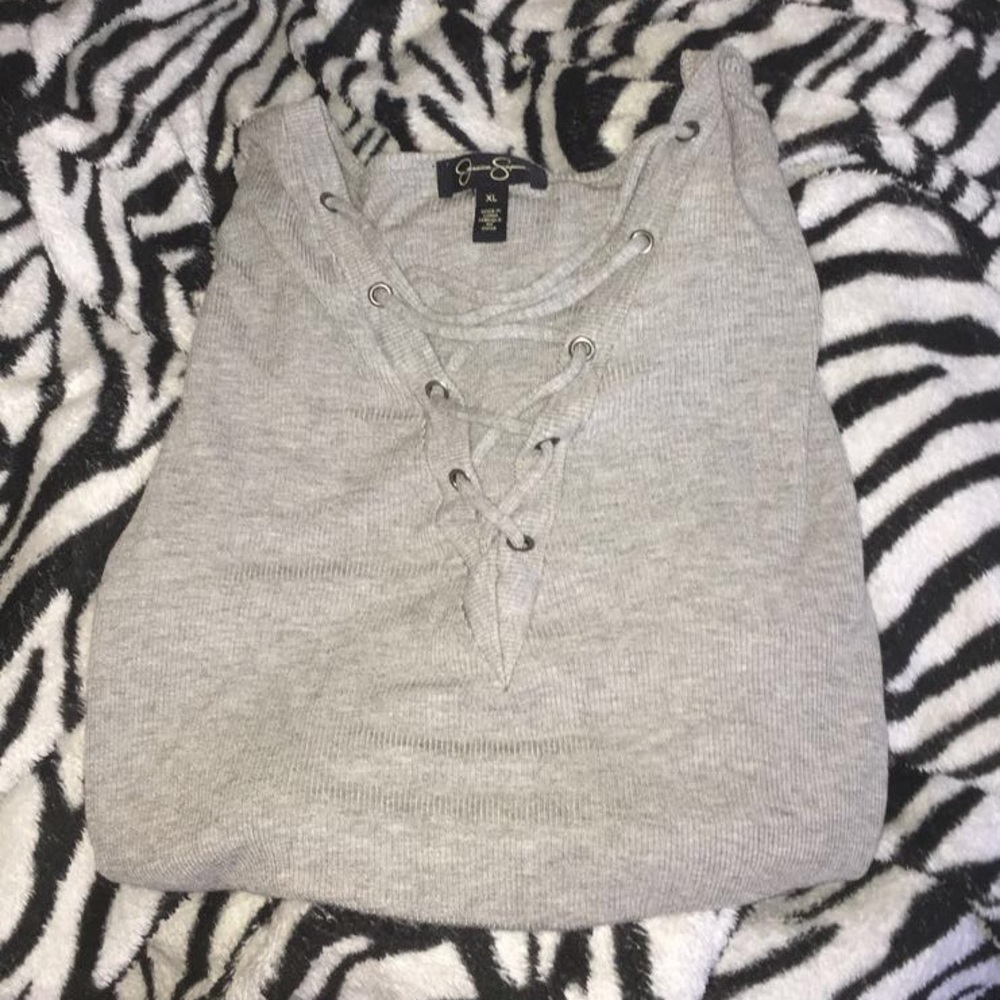 JESSICA SIMPSON Front Lace Up Long Sleeve Shirt