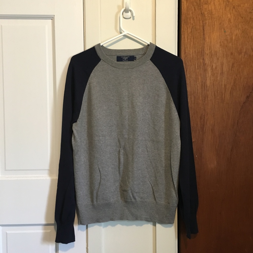 J.Crew Grey/Navy Crewneck Sweater