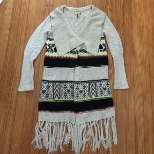 Vera Wang Princess long sweater coat tassel XS S 4