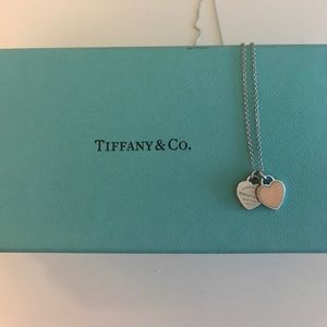 Return to Tiffany- Double Heart Tag Pendant (Pink)