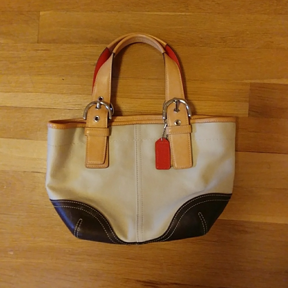 Coach small beige handbag