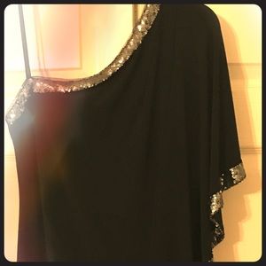 Navy one shoulder cocktail dress