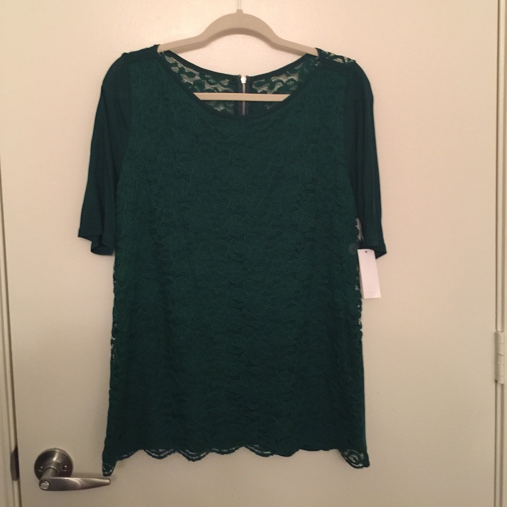 NY&C Green Floral Lace Blouse