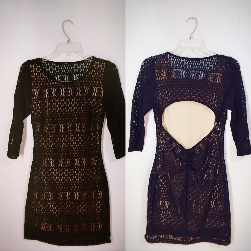 🥀Black Sexy " Fora" lace open back dress