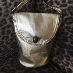 Gold leather handbag