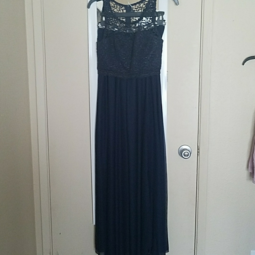 Two piece navy blue homecoming dress