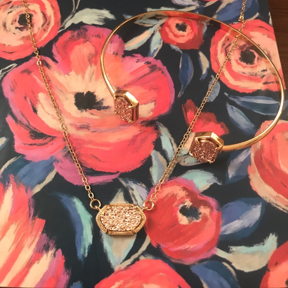 Drusy necklace and bracelet