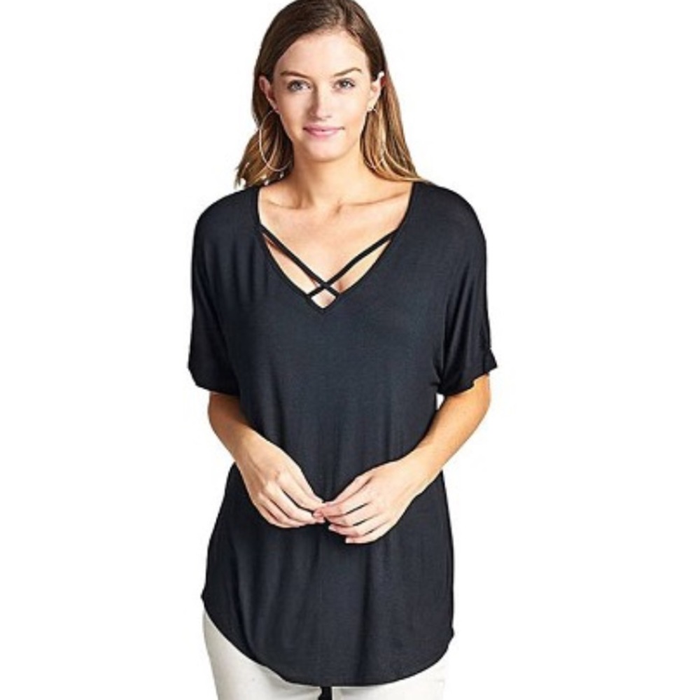 Black criss cross tshirt