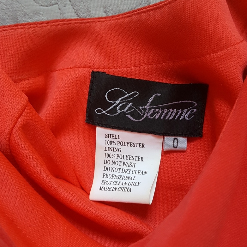 La Femme One shoulder Coral and Gold dress 103544 - Picture 4 of 4