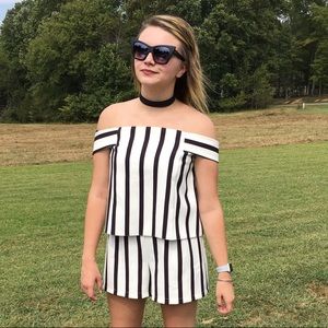 TOPSHOP Off the shoulder, striped romper