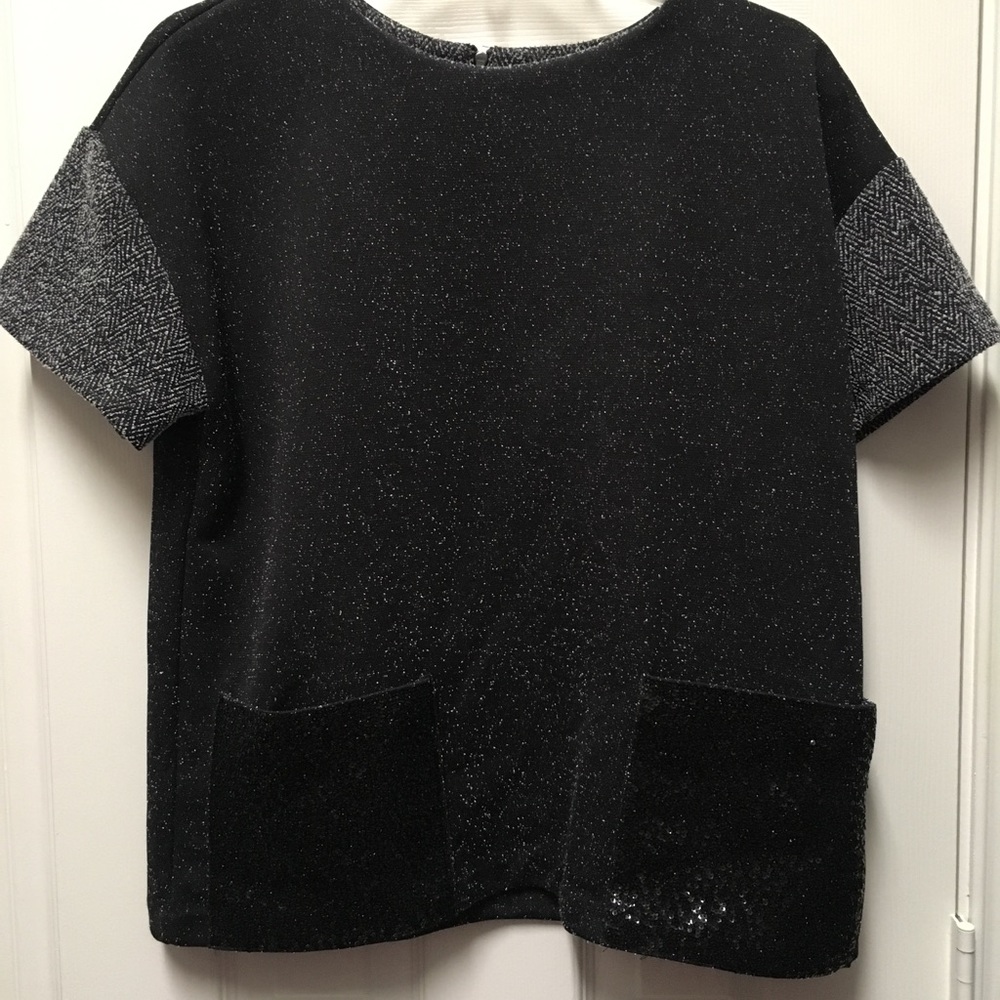 BR Black & White Sequined Top