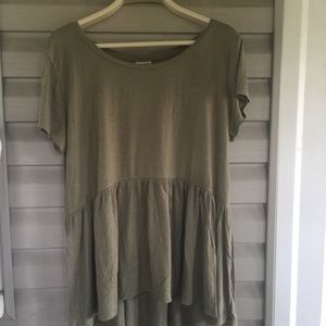 Olive green peplum top short sleeve
