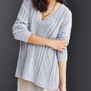 BDG Ultimate Cable-Knit Sweater in Warm Gray