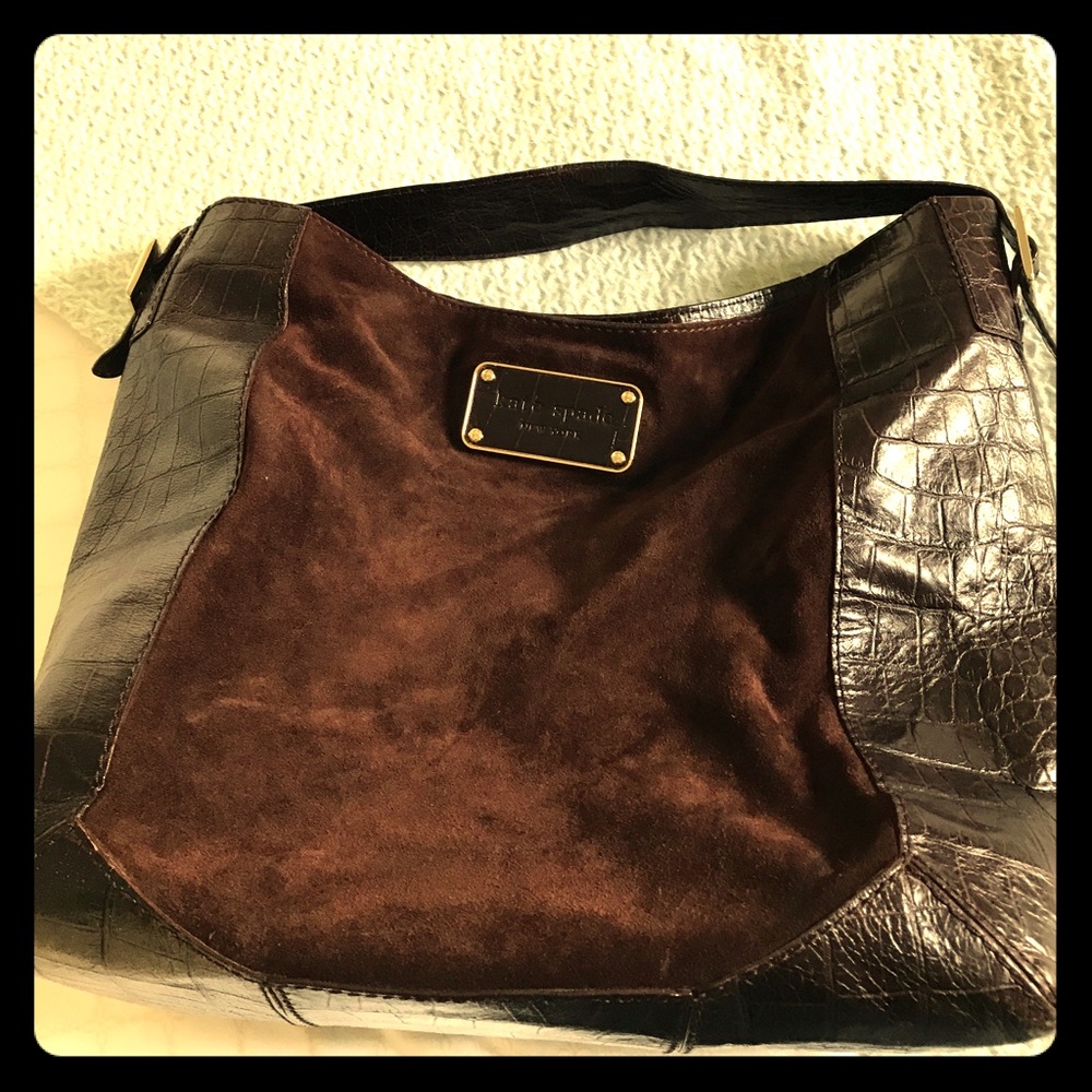 Kate Spade handbag - brown suede/croc leather
