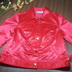 ☀️ Chicos ☀️ size 2 🌷🌷Red Satin Jacket🌷🌷