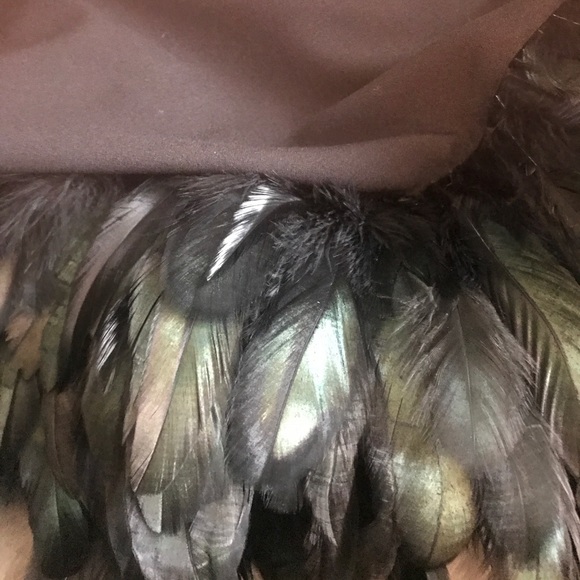 BLACK TOP WITH SMALL BEADING AND FEATHERED TOP - Picture 4 of 4