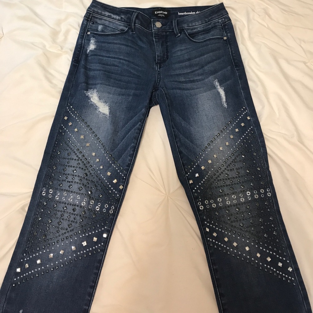 Bebe Heartbreaker Skinny Embellished Jeans