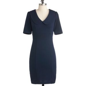 Modcloth navy half-sleeve sheath dress
