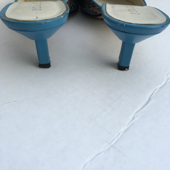 Bisou Bisou snakeskin kitten heel aqua clog - Picture 4 of 7